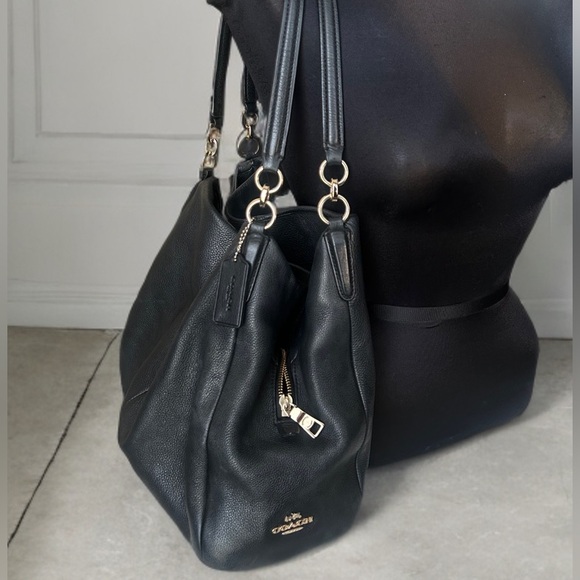Coach Handbags - Coach Edie 31 Pebbled Leather Shoulder Bag in Black – Gold Hardware